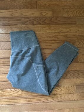Yunoga Yoga Pants High-Waist Grey Performance Leggings Side Pockets XL